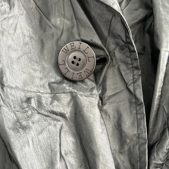 Vintage Weill Black Leather Look Trench Coat Size M - Picture 3 of 6